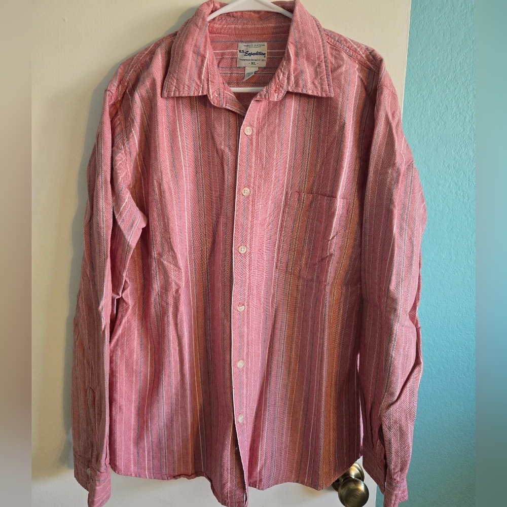 U.S. Expedition Red/White/Blue Striped Button-up Size XL